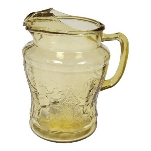 1930s Federal Glass Madrid Amber Depression Glass 80oz Pitcher & Glasses Set - Picture 4 of 16